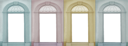 empty background design four seasons, view through vintage archwaysの写真素材