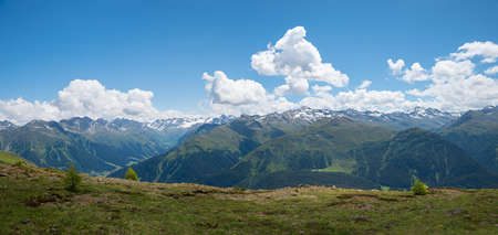 beautiful view to albula alps, from Parsenn mountain ridge trail, grisons switzerlandの写真素材