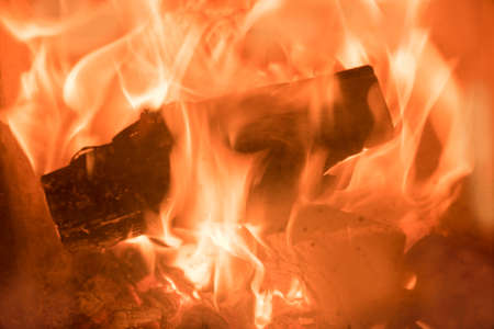 burning log in the fire, blazing flamesの写真素材