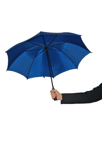 Man hold an umbrella in his handの写真素材