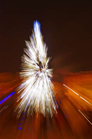 Abstract Christmas tree of light raysの写真素材