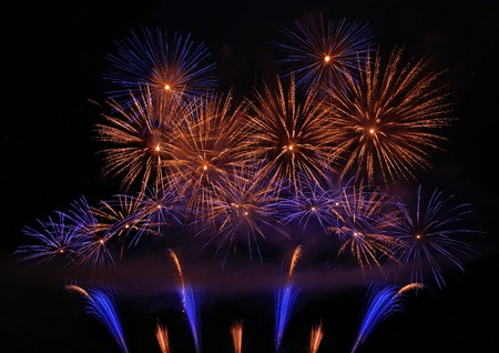 Colorful fireworks on the night skyの写真素材