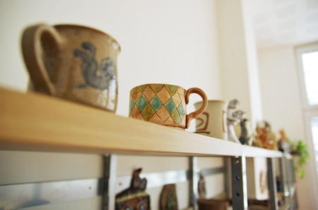 Close up of ceramic products on the shelfの写真素材