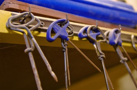 Close up of gimlets in the workshopの写真素材