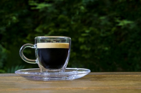 Close up of espresso in glass cupの写真素材