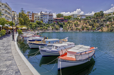 Fishing boats anchored in the bayの写真素材