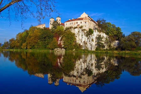 Benedictine Abbey on the rocky hill by the Vistula river in Tyniec near Cracow, Polandの写真素材
