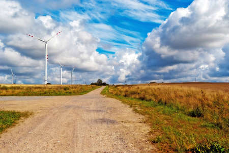 Wind Turbines on a farm の写真素材