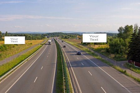Two billboards on the highway の写真素材