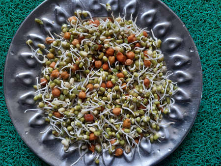 Green mung and brown gram healthy food full of energy. The mung bean known as the green gram, maash,...