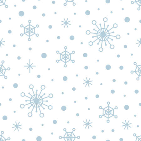 Snowflakes Seamless Pattern for Christmas, New year and Winter design. Blue White snowfall vector...