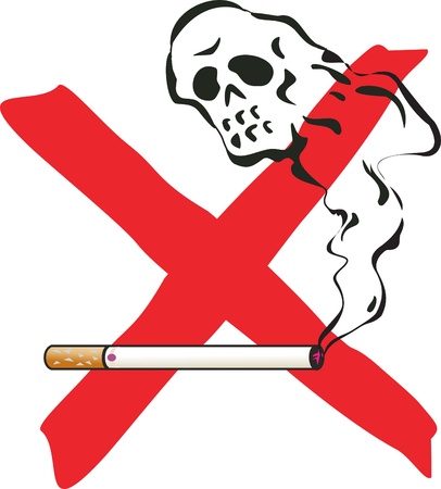 No smoking. illustration with cigarette and skelleton.のイラスト素材