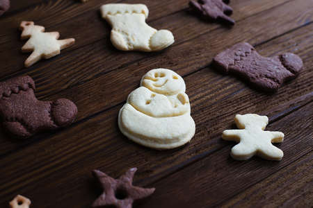 Sugar cookies snowman, Christmas tree and boots