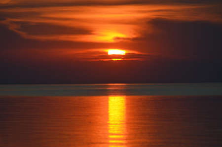 Scenic view of beautiful sunset above the sea, sunset on the seaの写真素材