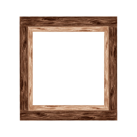 Square frame of planks with wooden texture. Bookshelf, cozy home interior item. Hand drawn...