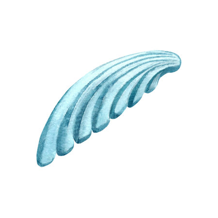 Sea scallop shell. Hand drawn watercolor illustration isolated of background. Underwater oceanic reef animals. Marine tropical theme. Exotic nautical design. Clipart for postcardの写真素材