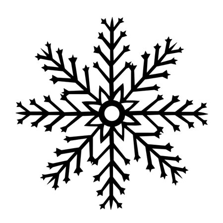 Snowflake icon. Vector graphic illustration for Christmas and New Year decorations. Ice star for winter holiday wrapping design. Isolated clipart for logo, web design, postcardのイラスト素材