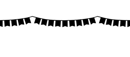 Garlands of pennants flags seamless border. Vector graphic illustration. Christmas hanging decorations. New Year, birthday endless pattern. Festive template for postcard, wallpaperのイラスト素材