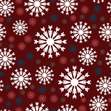 White, blue and red snowflakes seamless patternのイラスト素材