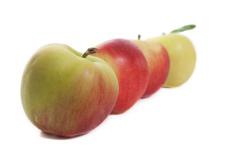 four apples isolated on white backgroundの写真素材