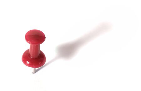 red push pin isolated on white backgroundの写真素材