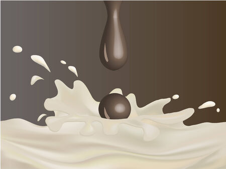 chocolate drop in milk のイラスト素材