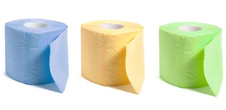 toilet paper isolated on whiteの写真素材