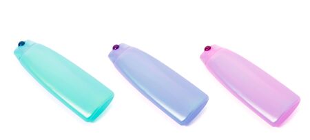 shampoo bottles isolated on white backgroundの写真素材