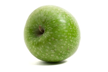 fresh green apple isolated on white backgroundの写真素材