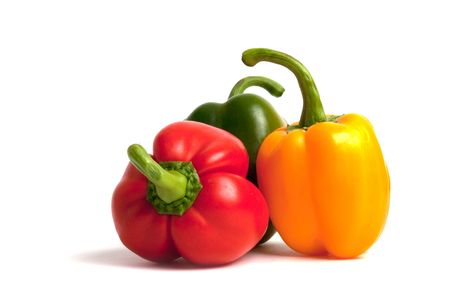 fresh peppers isolated on white backgroundの写真素材