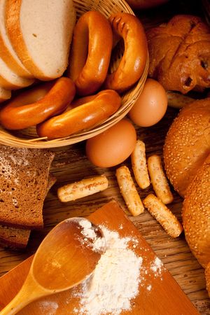 meal egg and different sorts of bread