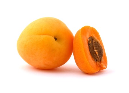 Apricot isolated on whiteの写真素材