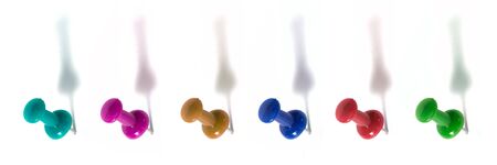 push pins isolated on white backgroundの写真素材