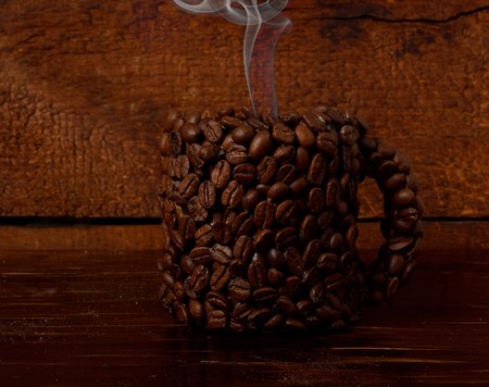 cup of coffee with beansの写真素材