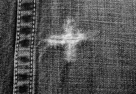 close-up of black denim clothの写真素材