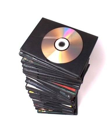 stack of dvd on white with shadowの写真素材