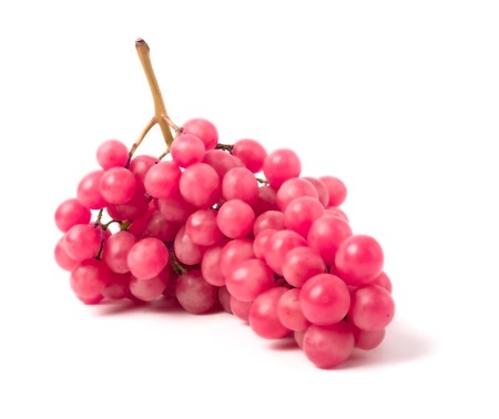 pink grape isolated on whiteの写真素材
