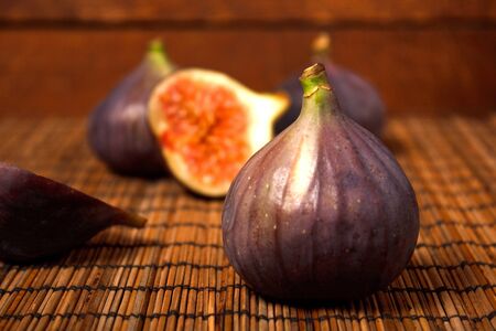 ripe figs on rural background