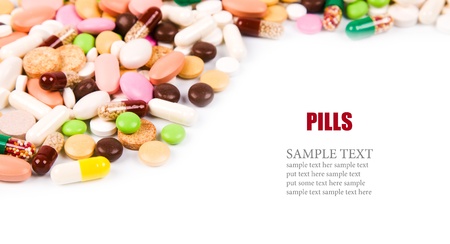 a lot of colorful pills backgroundの写真素材