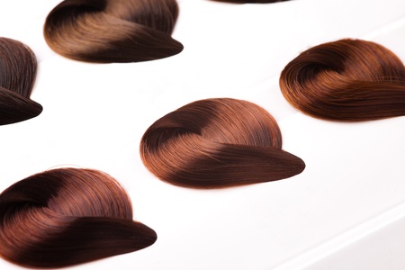 dyed locks of hair in paletteの写真素材