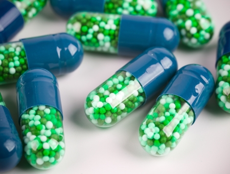 a lot of  blue pills. selective focusの写真素材