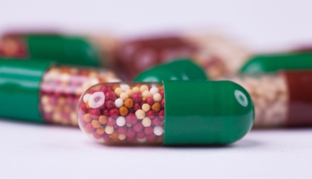 a lot of colorful pillsの写真素材