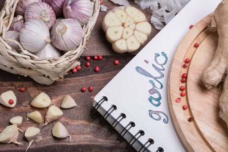 fresh spices on a deskの写真素材