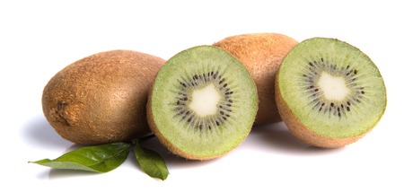 fresh kiwi fruit isolated on whiteの写真素材
