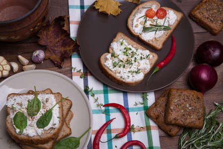 Sandwich with soft cheeseの写真素材