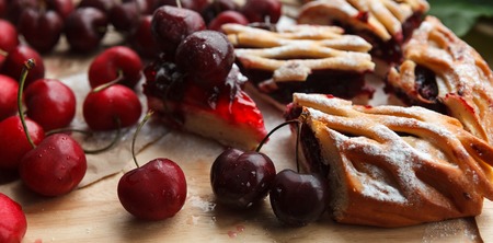 berries and cake on paperの写真素材