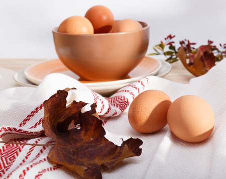 plates with eggs
