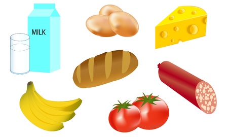A variety of foods from which to prepare meals のイラスト素材