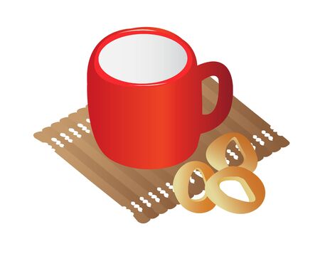 red circle with milk and drying are on a napkin のイラスト素材