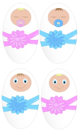 Two little baby-girl and the boy sleeping and smiling   のイラスト素材